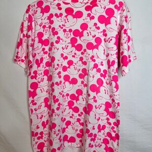 DISNEY Mickey Mouse Single Stitch 80- 90s NEON Pink  T-Shirt Vintage M